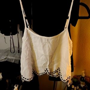 Flowy Crop Top Geometric Triangle Embroidered